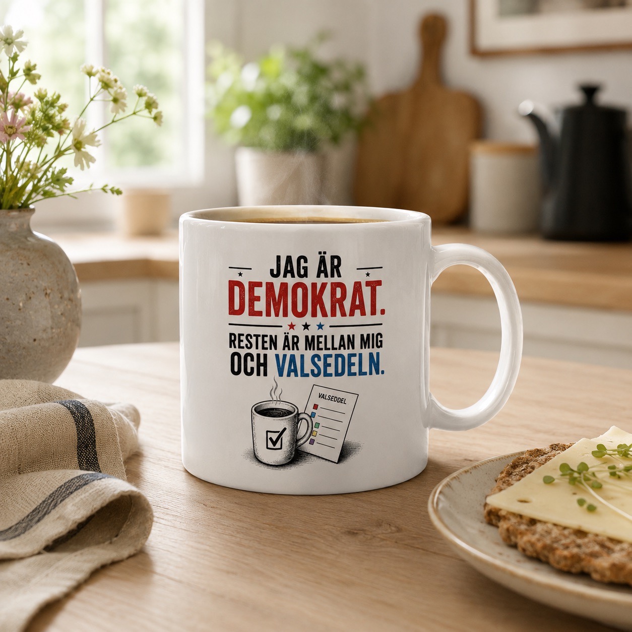 Neutral Jag är demokrat med valsedel - Mugg - Bild 2